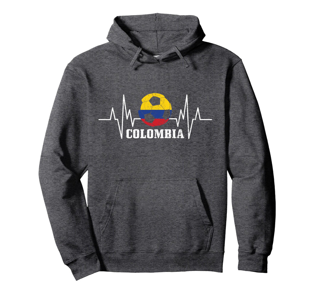 Colombia Heartbeat Colombian Flag Fan Hoodie - Unique Graphic Men Women - T-Shirt, Sweatshirt, Hoodie