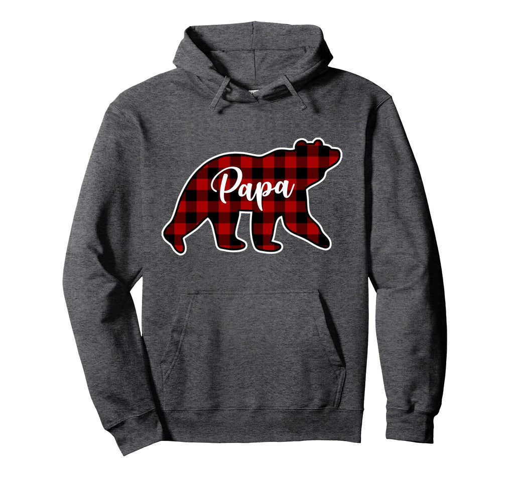 Red Plaid Papa Bear Matching Family Hoodie - Novelty Apparel Men Women - T-Shirt, Sweatshirt, Hoodie
