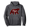 Red Plaid Papa Bear Matching Family Hoodie - Novelty Apparel Men Women - T-Shirt, Sweatshirt, Hoodie