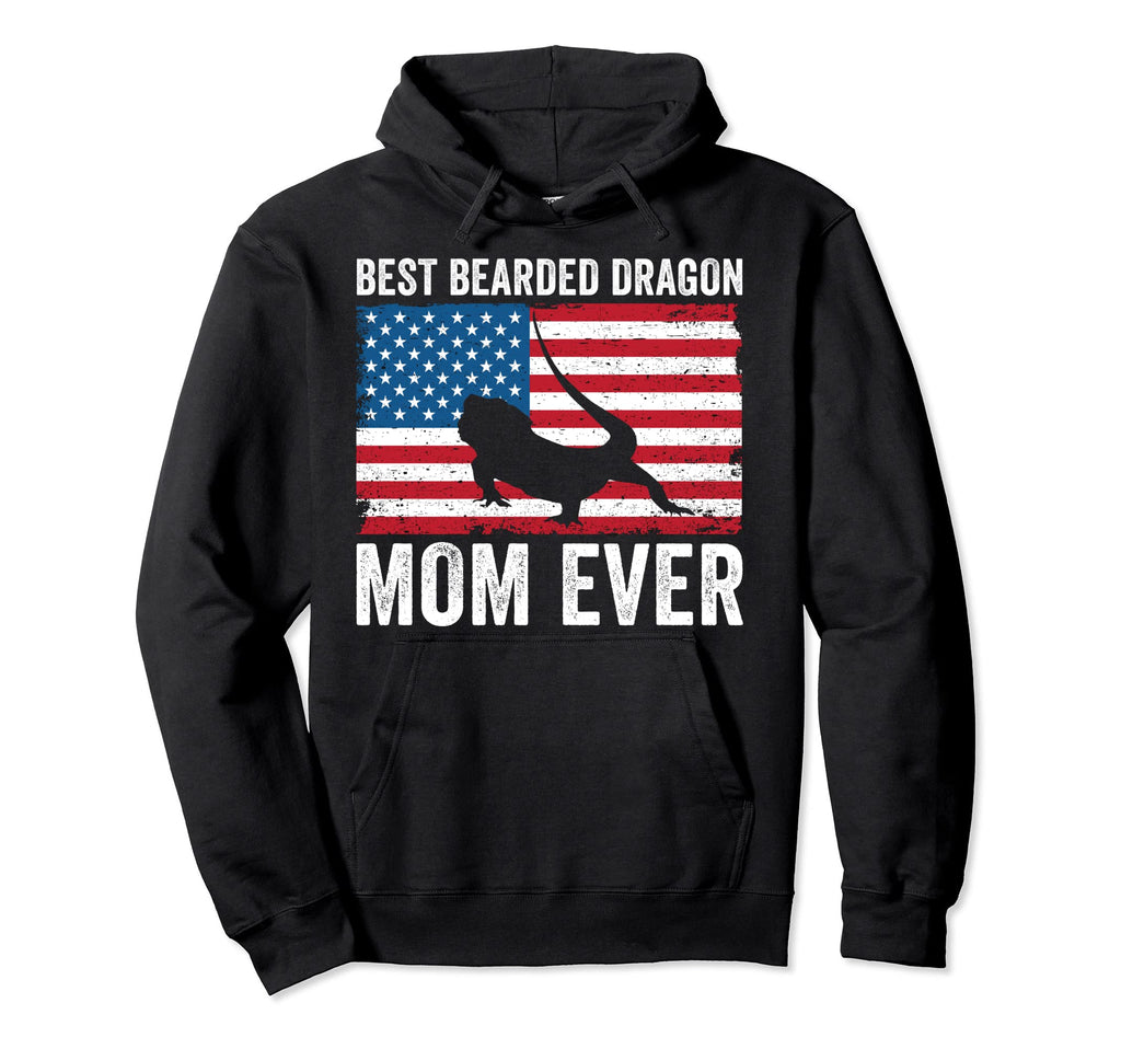 Bearded Dragon Mom American Flag Funny Hoodie - Custom Art Print Men Women - T-Shirt, Sweatshirt, Hoodie