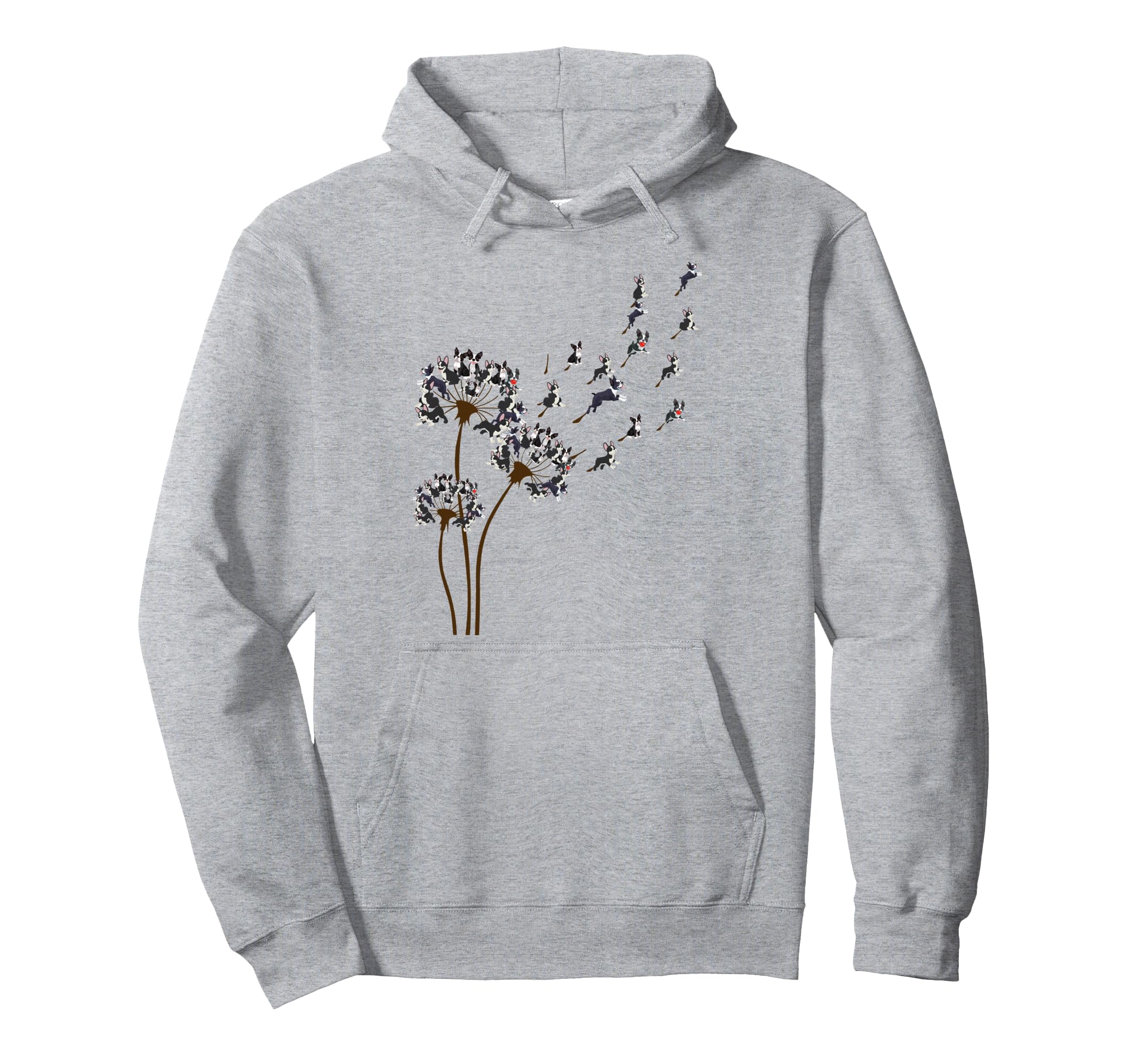 Boston Terrier Flower Fly Dandelion Hoodie - Custom Art Print Men Women - T-Shirt, Sweatshirt, Hoodie