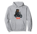 Papa Biker Bear Motorcycle Dad Biker Hoodie - Minimalist Print for Adults - T-Shirt, Sweatshirt, Hoodie