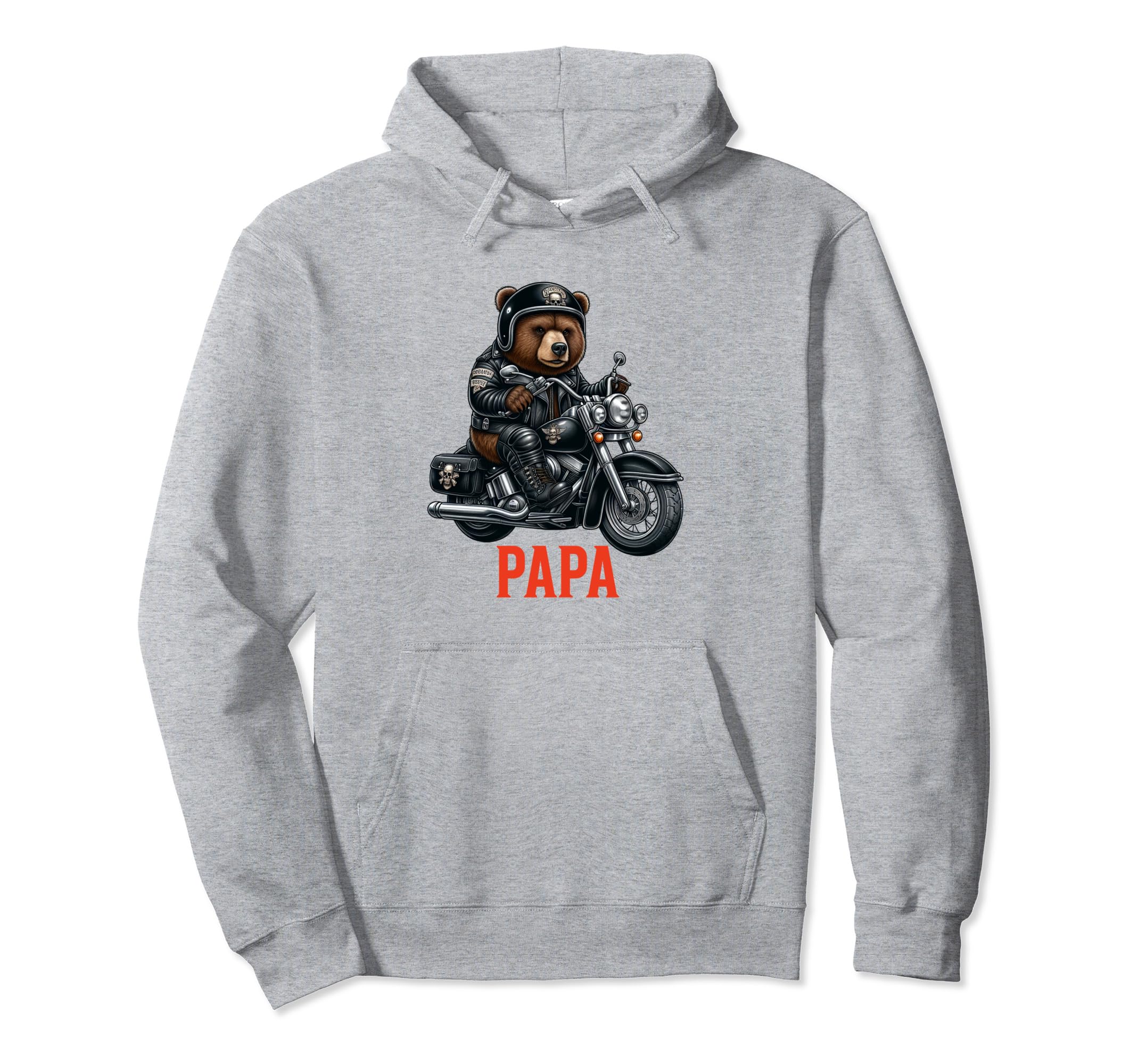Papa Biker Bear Motorcycle Dad Biker Hoodie - Minimalist Print for Adults - T-Shirt, Sweatshirt, Hoodie