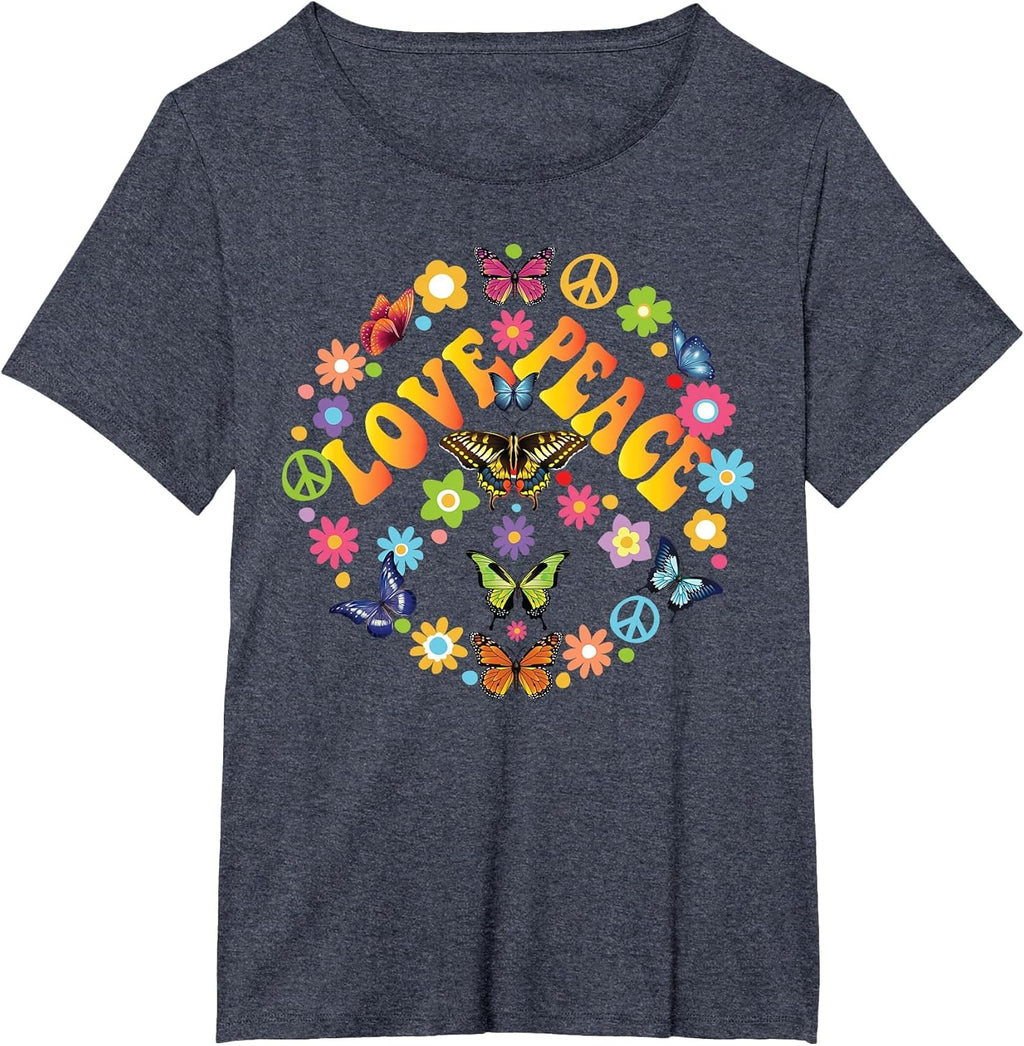 Peace Love Butterfly 60s 70s Tie Dye Vintage Hippie - Adult & Kids T-Shirts, Sweatshirts & Hoodies apparel design preview 1