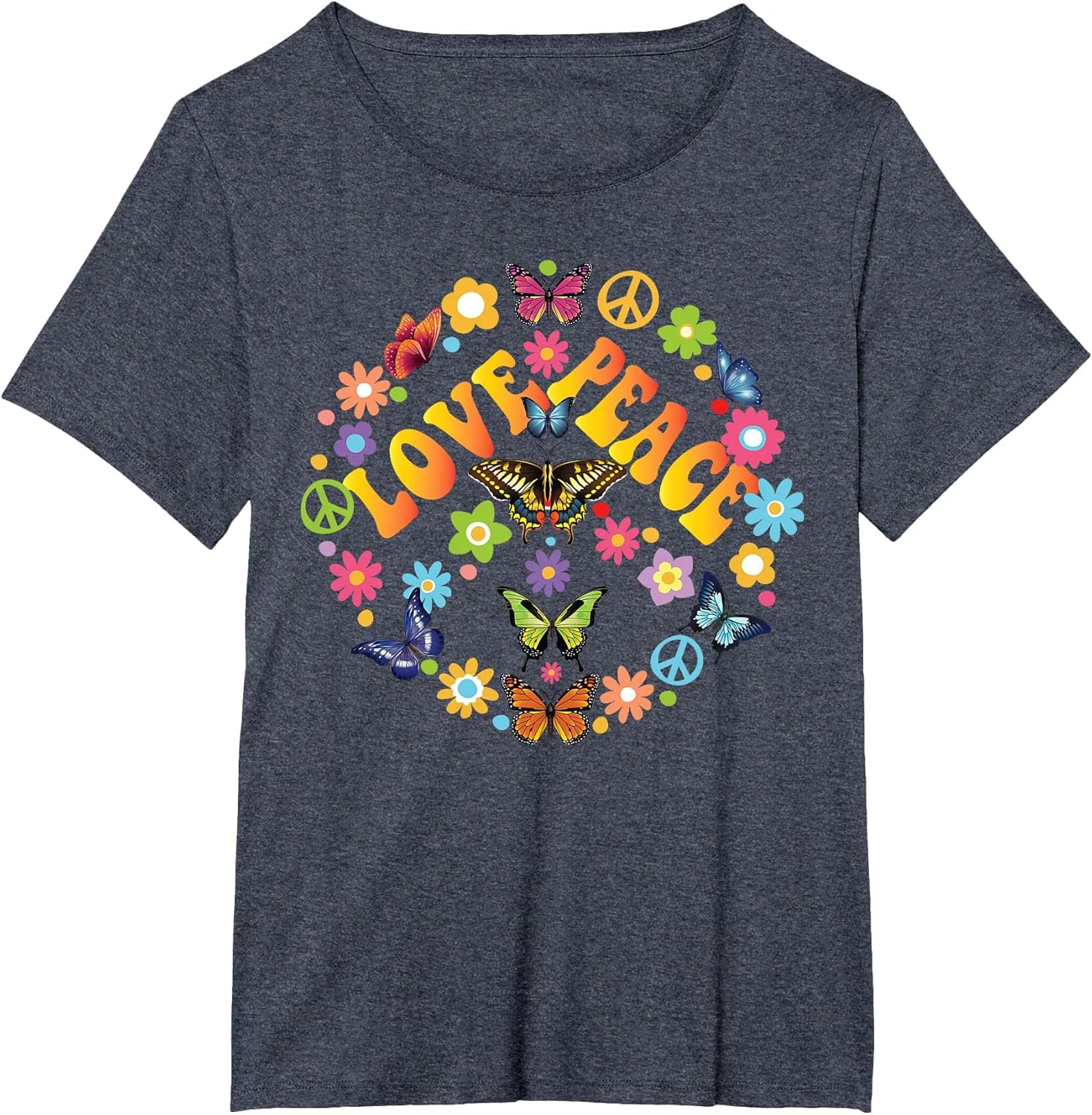 Peace Love Butterfly 60s 70s Tie Dye Vintage Hippie - Adult & Kids T-Shirts, Sweatshirts & Hoodies apparel design preview 1