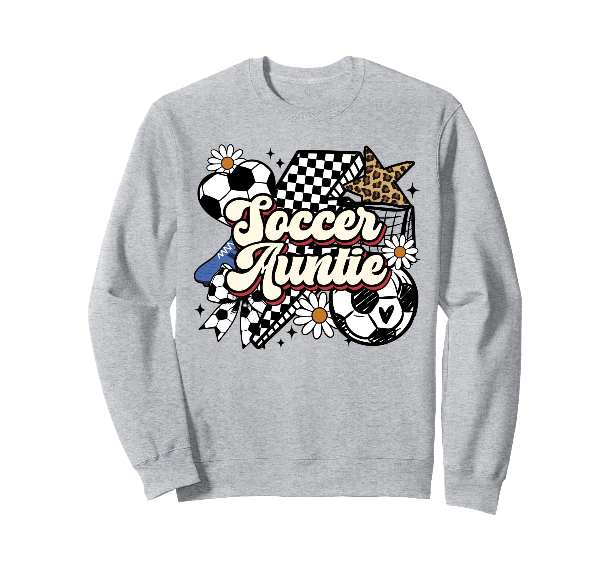 Soccer Auntie Funny Leopard Soccer Sweatshirt - Unique Graphic Men Women - T-Shirt, Sweatshirt, Hoodie