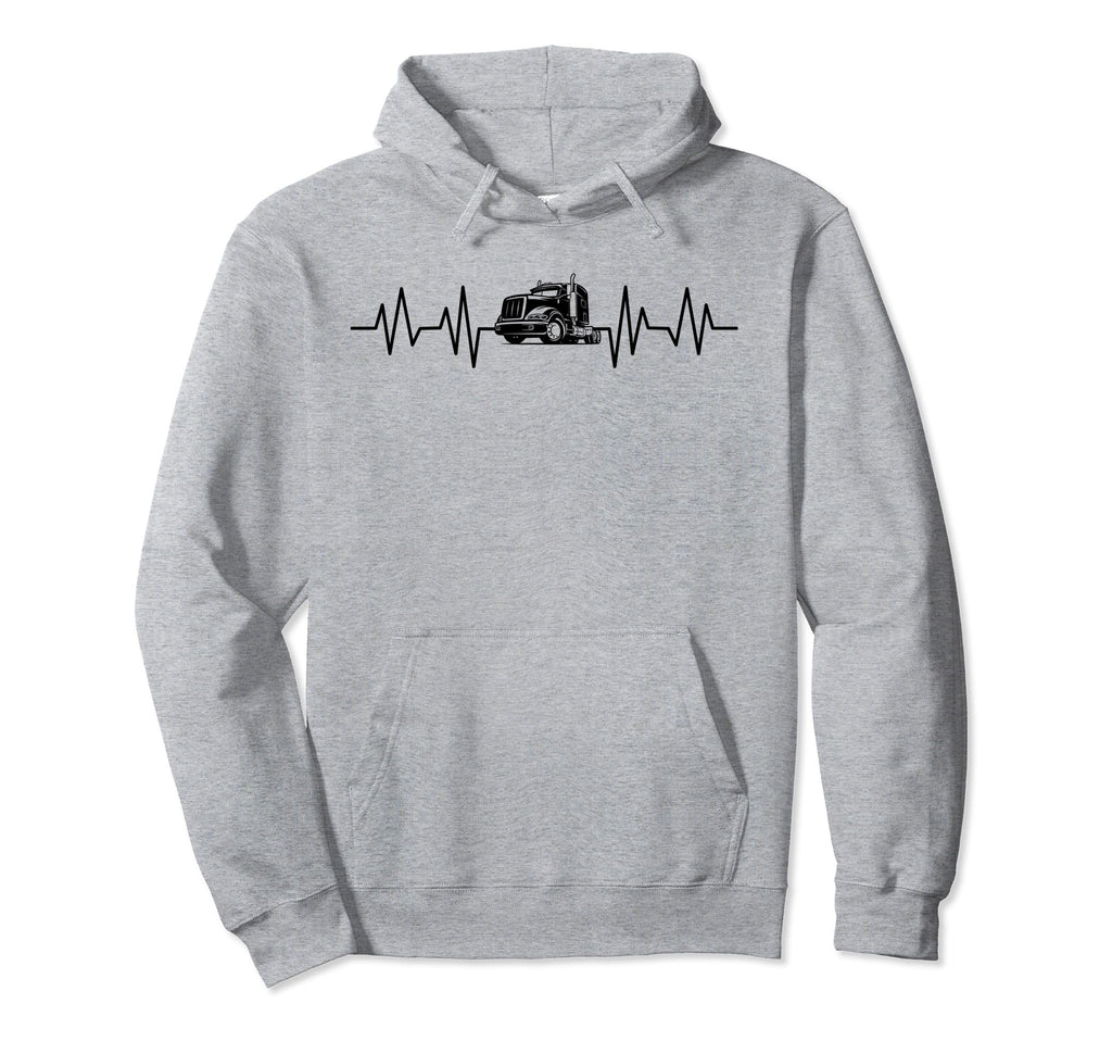 Truck Driver Heartbeat Trucking Dad Hoodie - Novelty Apparel Men Women - T-Shirt, Sweatshirt, Hoodie