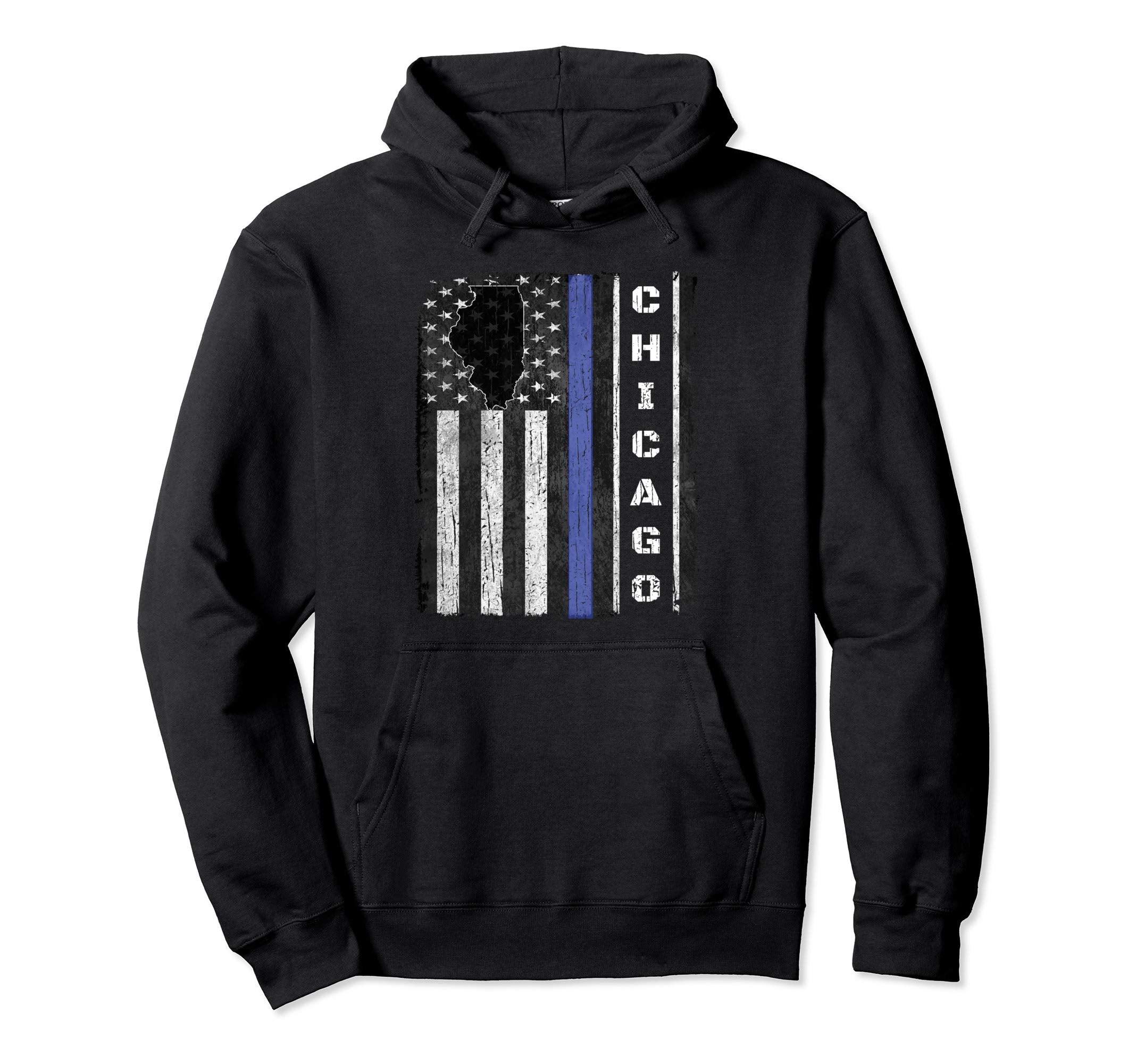Chicago Il Thin Blue Line Police Week Usa Hoodie - Unique Graphic Unisex - T-Shirt, Sweatshirt, Hoodie