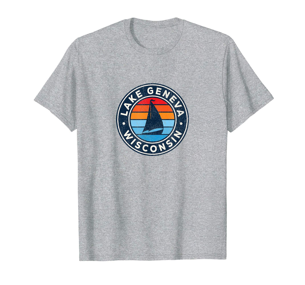 Lake Geneva Wisconsin Wi Sailboat 70S T-Shirt - Streetwear Style for Adults - T-Shirt, Sweatshirt, Hoodie