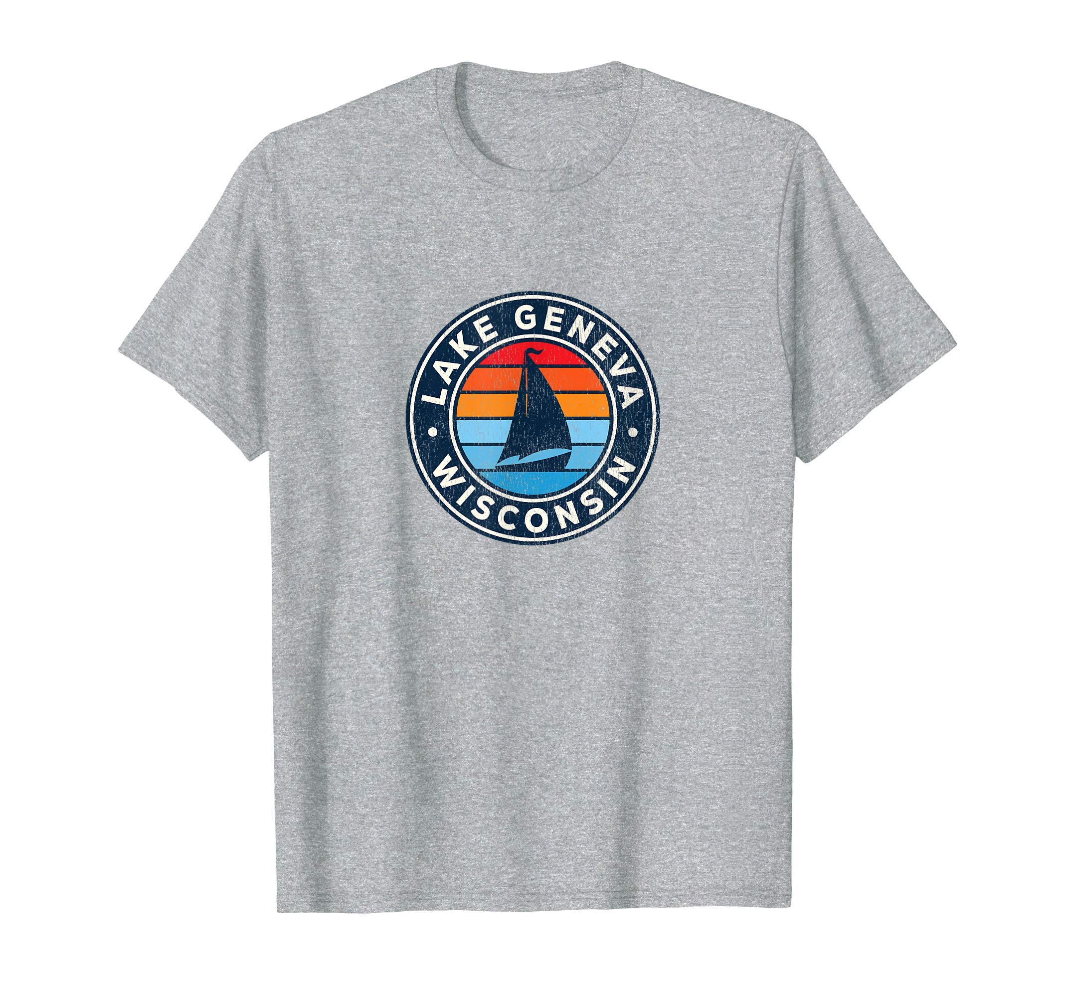 Lake Geneva Wisconsin Wi Sailboat 70S T-Shirt - Streetwear Style for Adults - T-Shirt, Sweatshirt, Hoodie