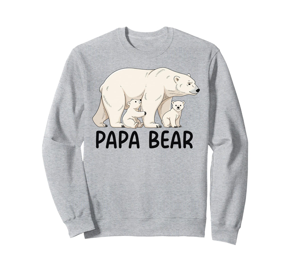Papa Bear Two Cubs Polar Bear Dad Sweatshirt - Custom Art Print Men Women - T-Shirt, Sweatshirt, Hoodie