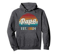 Papa Est 2024 New Dad First Time Hoodie - Aesthetic Graphic for Adults - T-Shirt, Sweatshirt, Hoodie
