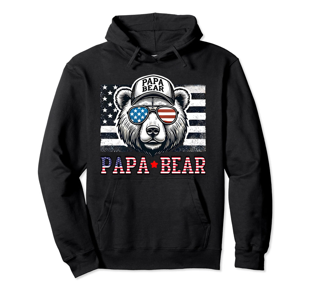 Papa Bear Funny Father Day Usa Hoodie - Novelty Apparel for Adults - T-Shirt, Sweatshirt, Hoodie