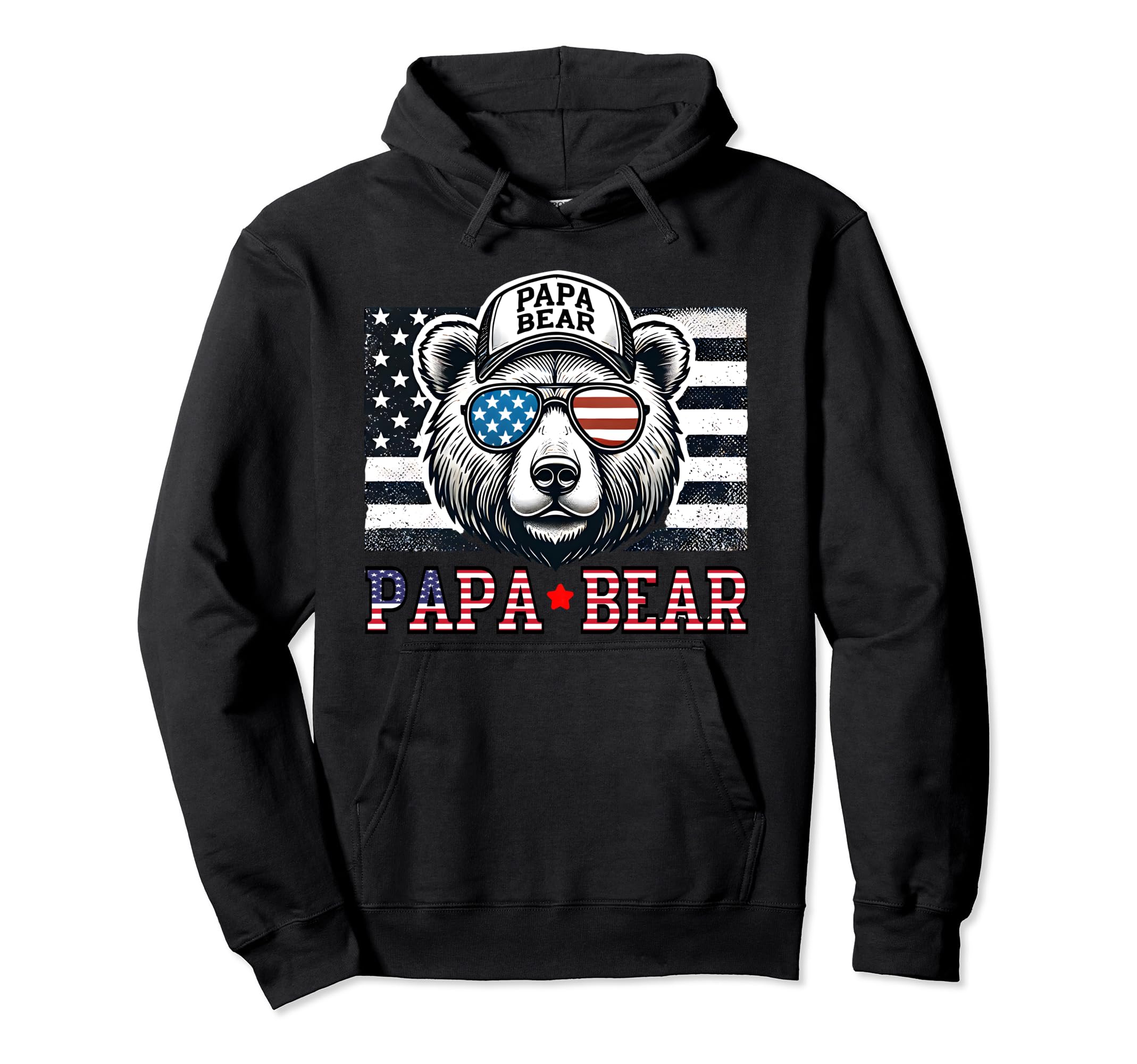 Papa Bear Funny Father Day Usa Hoodie - Novelty Apparel for Adults - T-Shirt, Sweatshirt, Hoodie