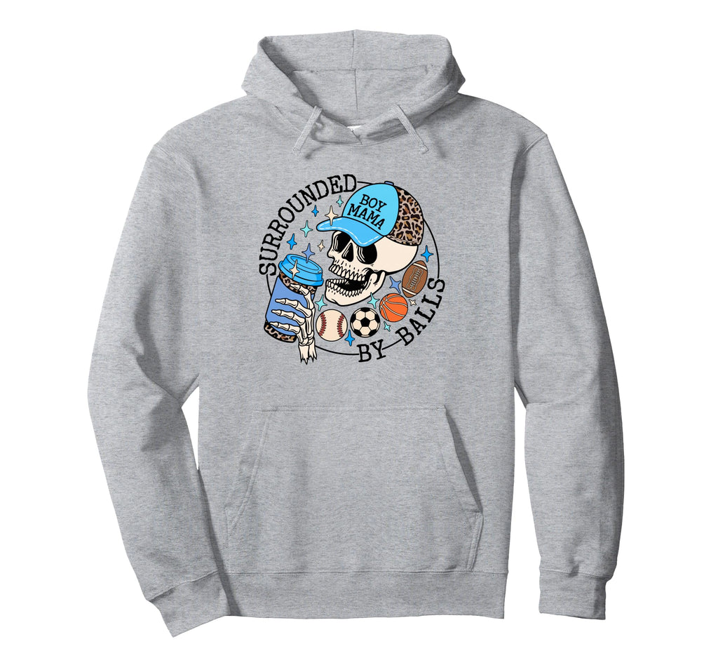 Surrounded Balls Skeleton Coffee Mom Hoodie - Trendy Graphic Unisex - T-Shirt, Sweatshirt, Hoodie