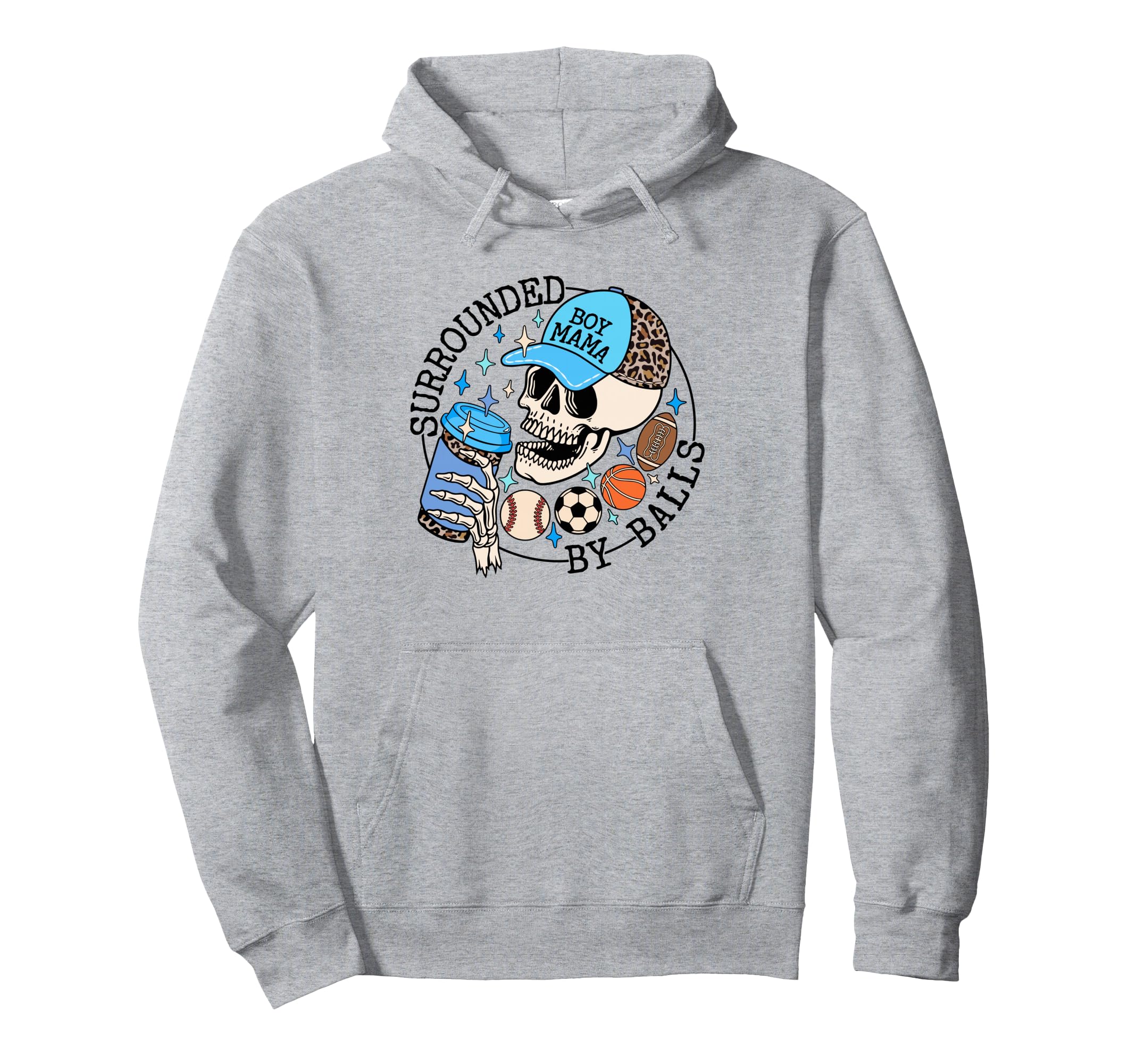 Surrounded Balls Skeleton Coffee Mom Hoodie - Trendy Graphic Unisex - T-Shirt, Sweatshirt, Hoodie