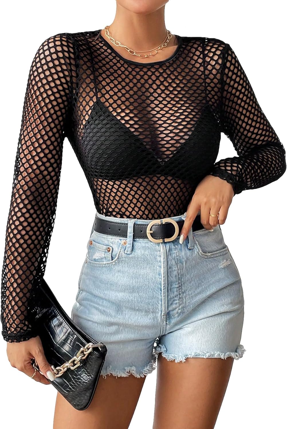 Women's Fishnet Top Gothic Crew Neck Fall Rave Goth - Adult & Kids T-Shirts, Sweatshirts & Hoodies apparel design preview 1