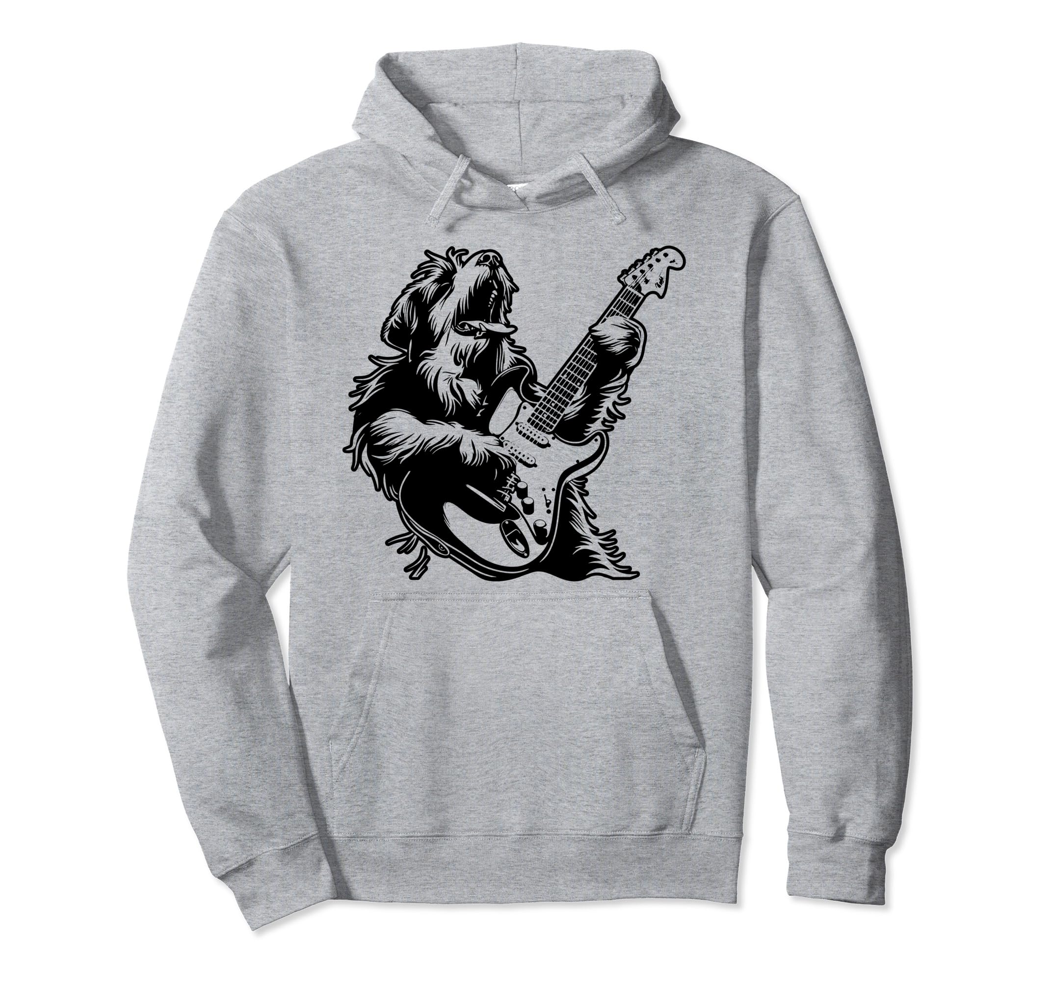 Dog Guitarist Guitar Bearded Collie Hoodie - Casual Everyday Wear Unisex - T-Shirt, Sweatshirt, Hoodie