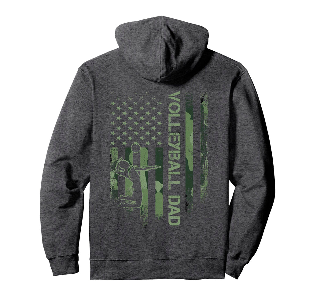 Usa Camo Flag Proud Volleyball Dad Hoodie - Casual Everyday Wear Men Women - T-Shirt, Sweatshirt, Hoodie