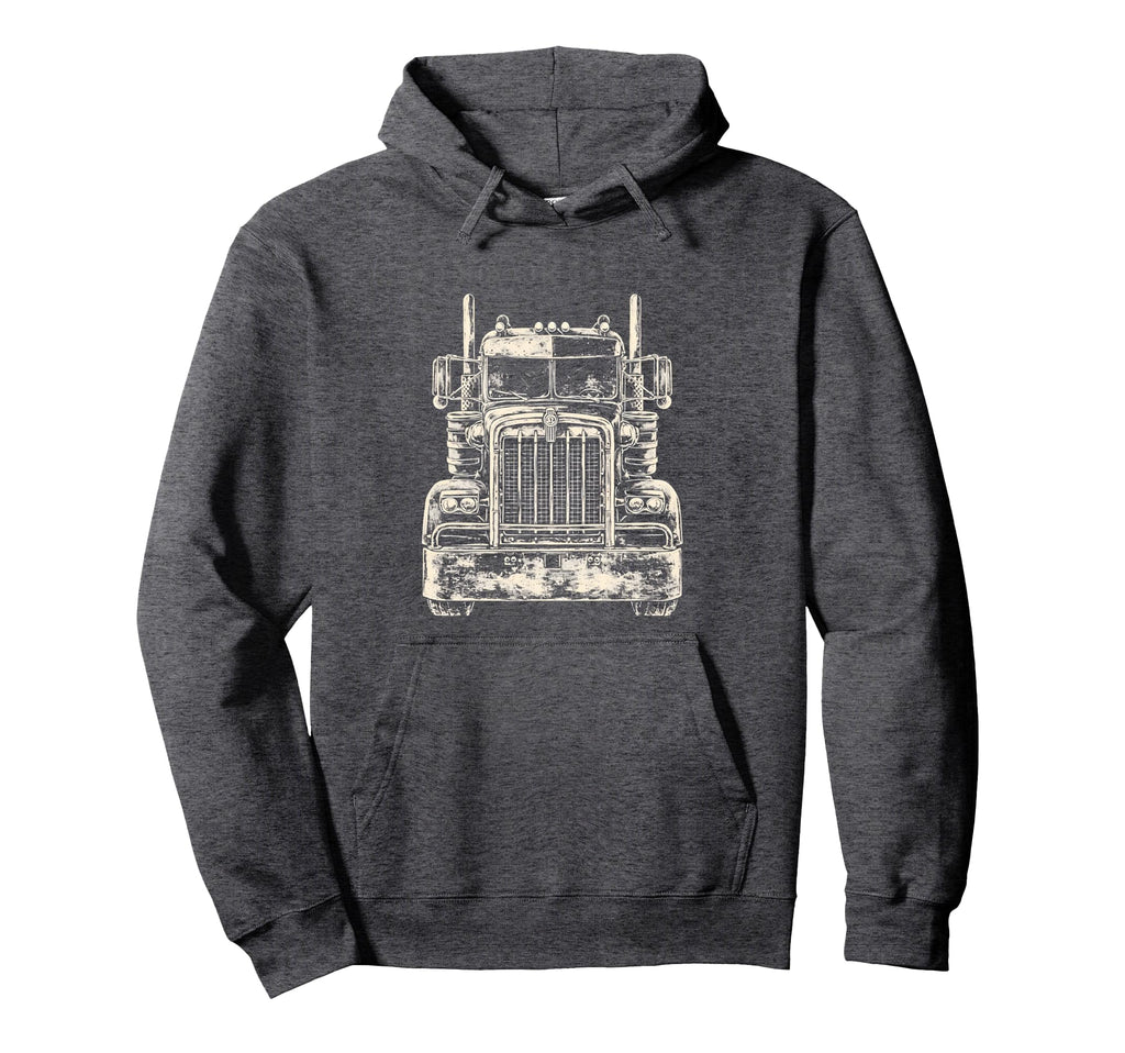 Frontal Semi Truck Trucker Hoodie - Trendy Graphic Men Women - T-Shirt, Sweatshirt, Hoodie