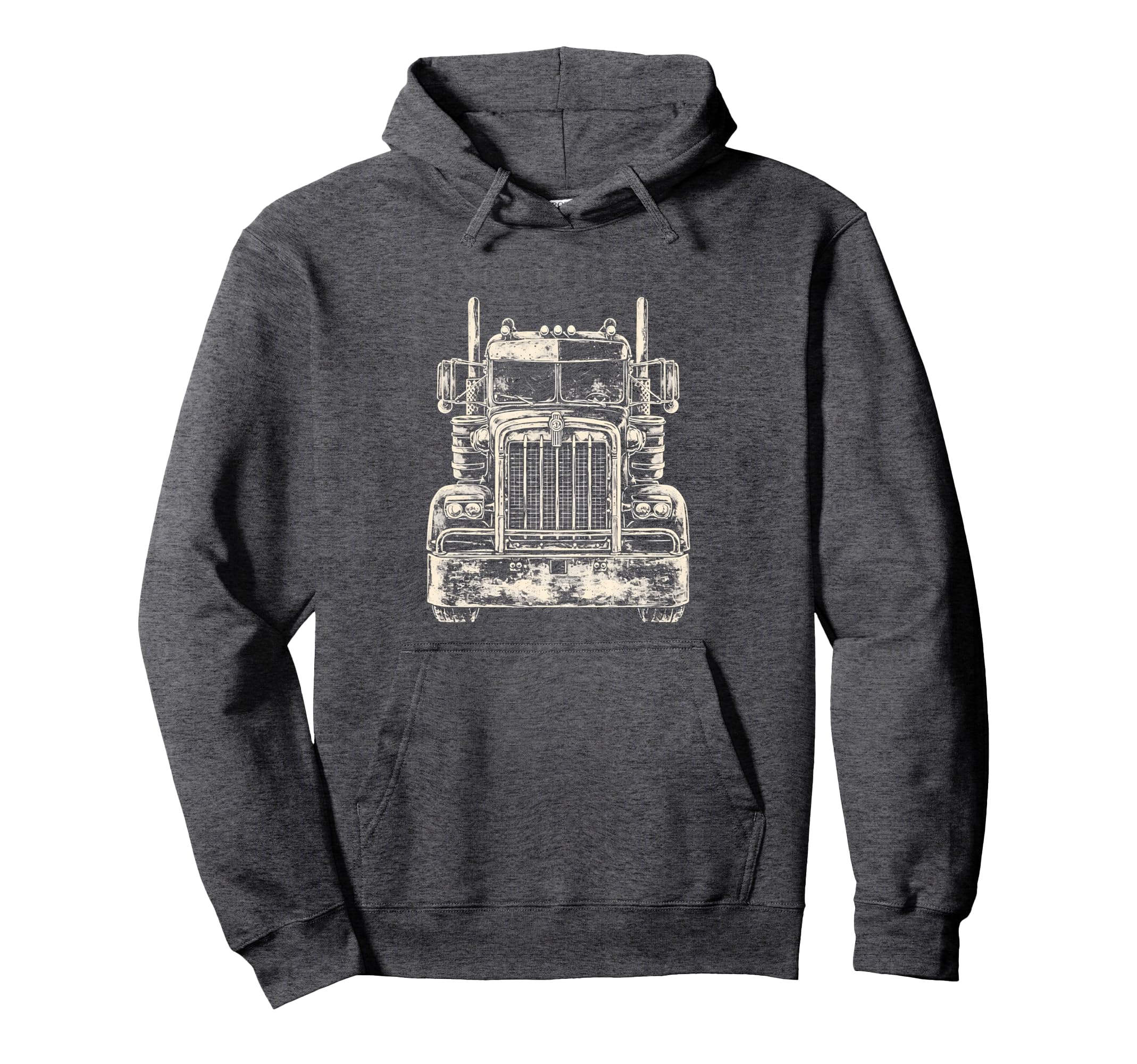 Frontal Semi Truck Trucker Hoodie - Trendy Graphic Men Women - T-Shirt, Sweatshirt, Hoodie