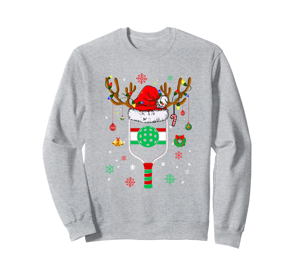 Pickleball Player Holiday Reindeer Sweatshirt - Unique Graphic Unisex - T-Shirt, Sweatshirt, Hoodie