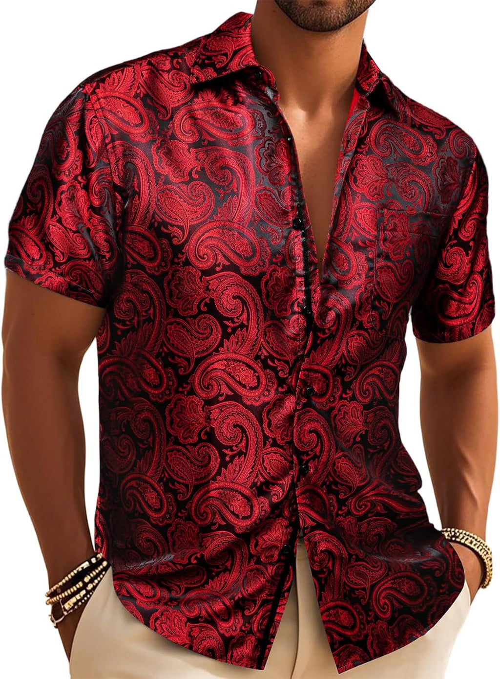 Men's Silk Short Sleeve Western Designer Button Down - Adult & Kids T-Shirts, Sweatshirts & Hoodies apparel design preview 1