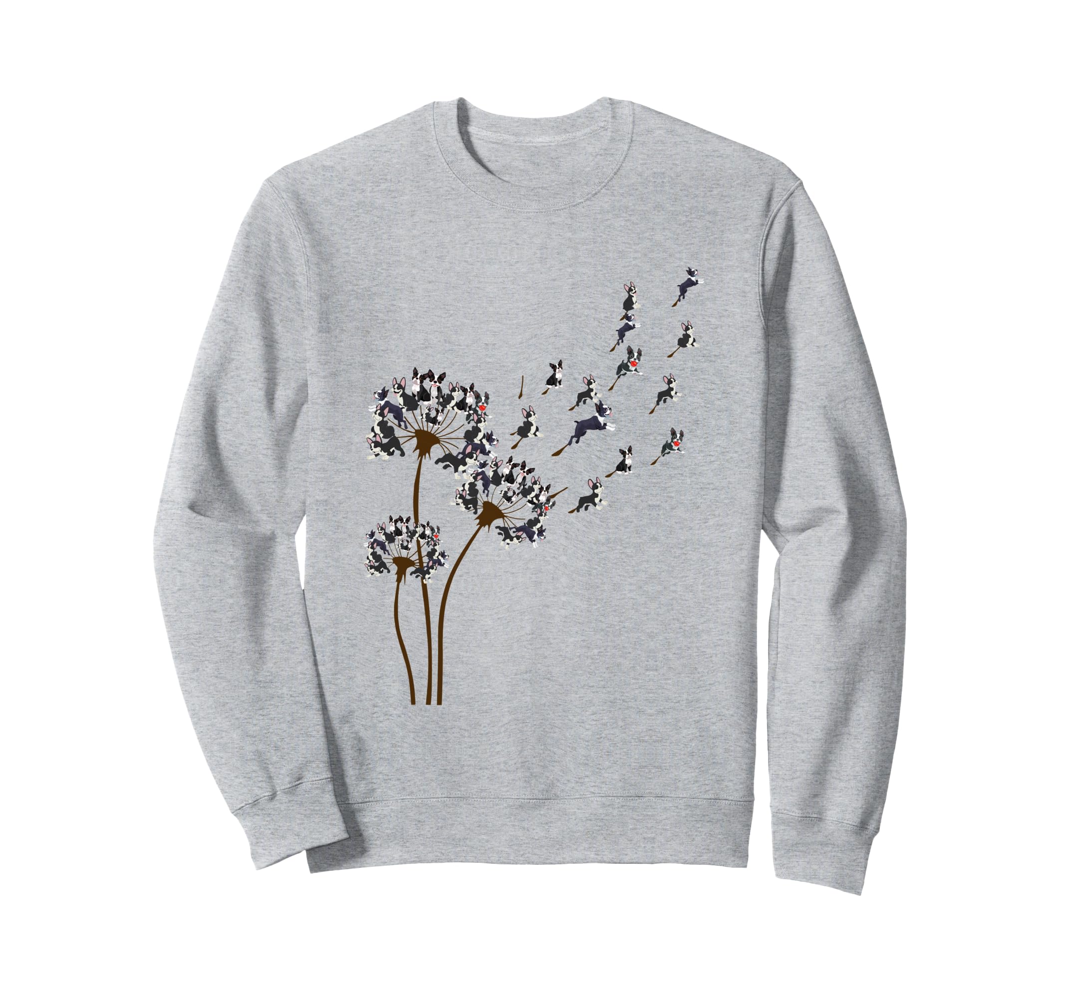 Boston Terrier Flower Fly Dandelion Sweatshirt - Novelty Apparel Unisex - T-Shirt, Sweatshirt, Hoodie