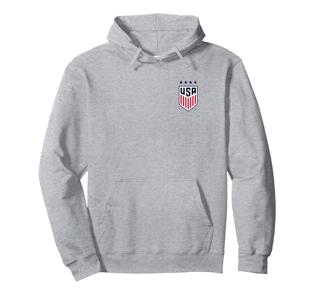 Usa Soccer Front Back Crest Gray Hoodie - Aesthetic Graphic for Adults - T-Shirt, Sweatshirt, Hoodie