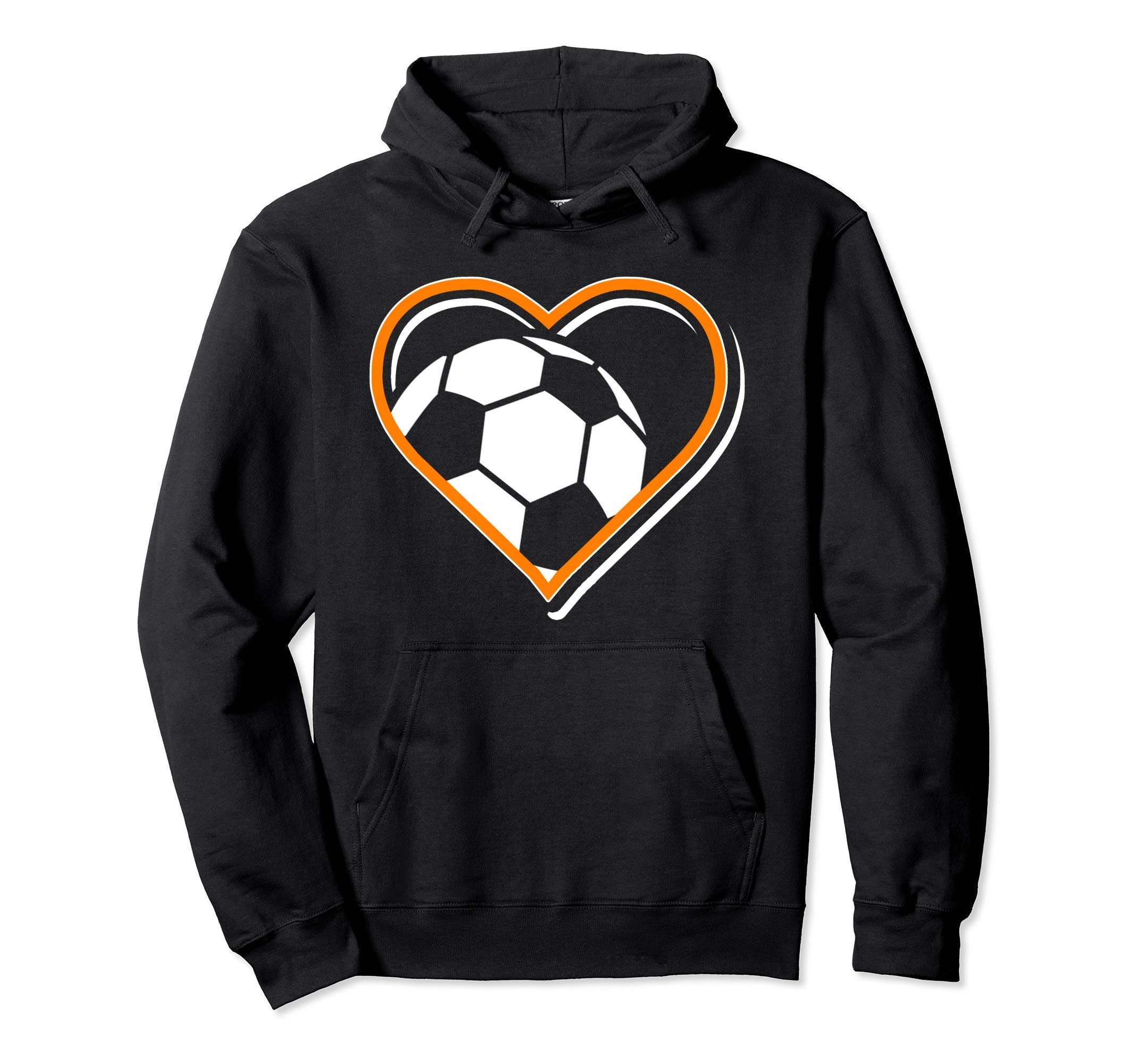 Orange Soccer Heart Soccer Lovers Hoodie - Aesthetic Graphic Men Women - T-Shirt, Sweatshirt, Hoodie