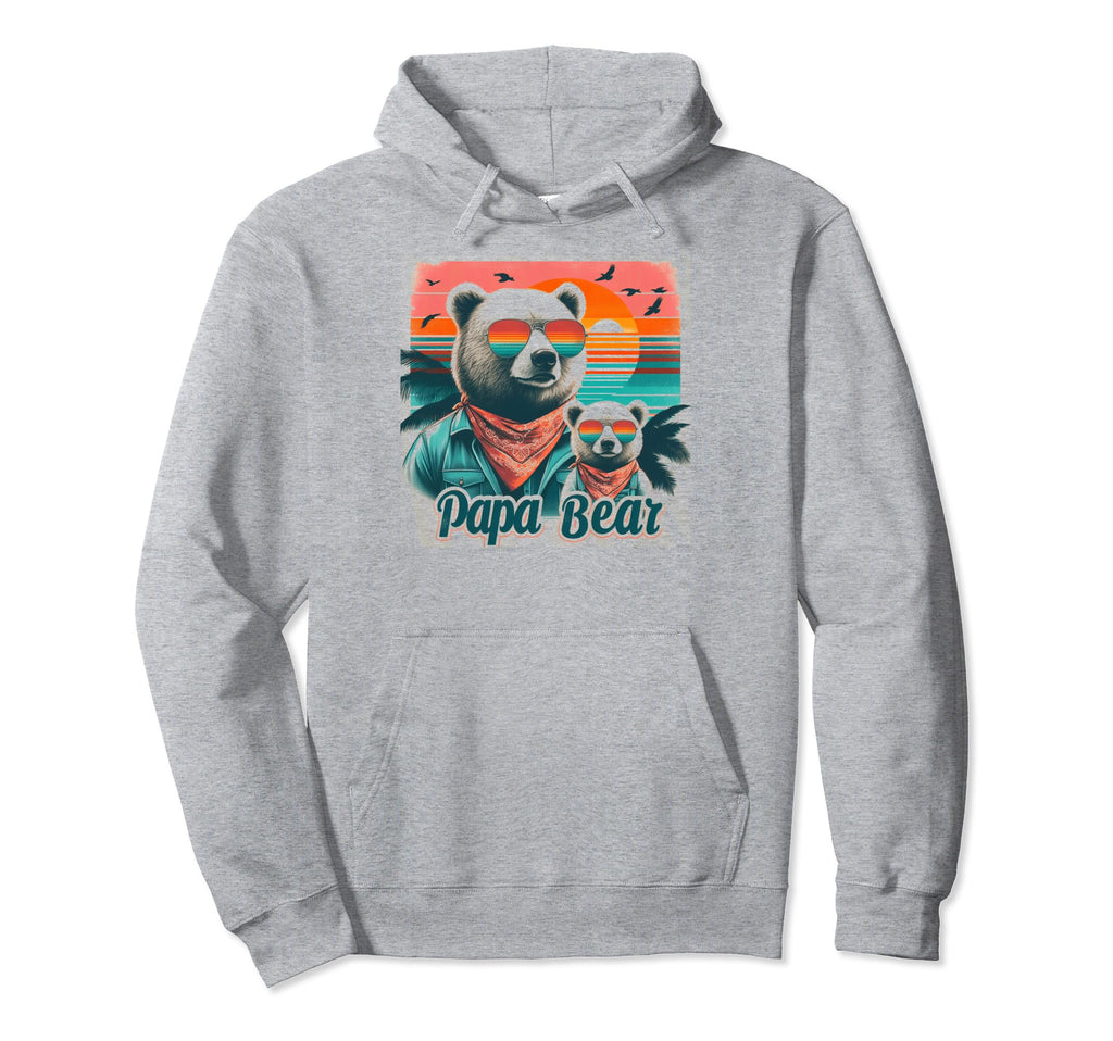 Papa Bear Sunglasses Funny Bear Dad Hoodie - Unique Graphic Unisex - T-Shirt, Sweatshirt, Hoodie
