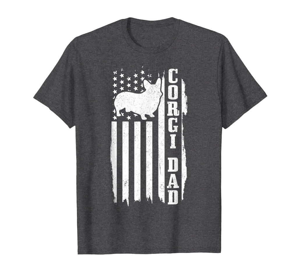Corgi Dad American Flag Patriotic T-Shirt - Fun Novelty Design for Adults - T-Shirt, Sweatshirt, Hoodie