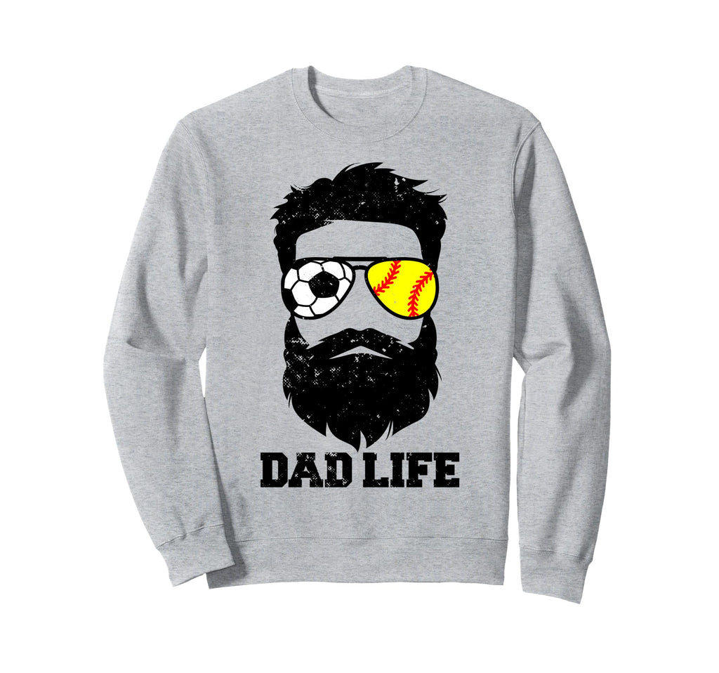 Soccer Softball Dad Messy Hair Beard Sweatshirt - Custom Art Print Unisex - T-Shirt, Sweatshirt, Hoodie