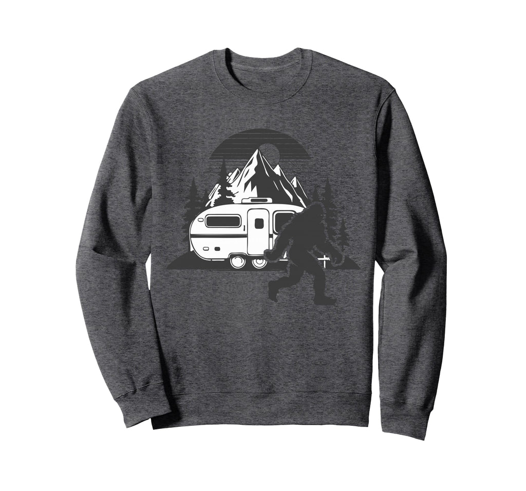 Sasquatch Funny Camping Rv Tent Happy Sweatshirt - Minimalist Print Unisex - T-Shirt, Sweatshirt, Hoodie