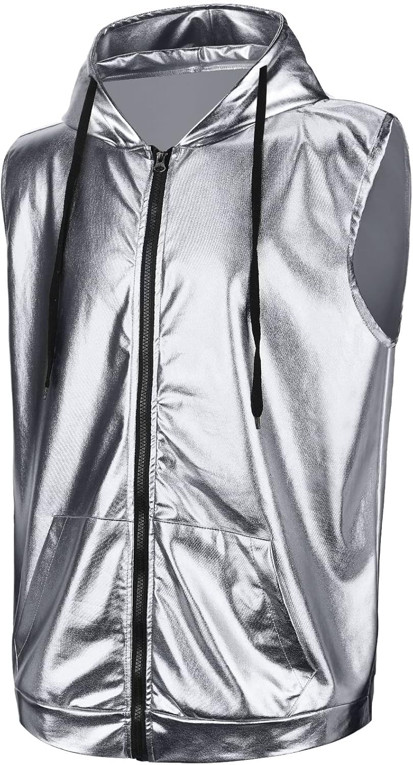 Men's Metallic 70s 80s Men Disco Outfit Hooded Tops - Adult & Kids T-Shirts, Sweatshirts & Hoodies apparel design preview 1