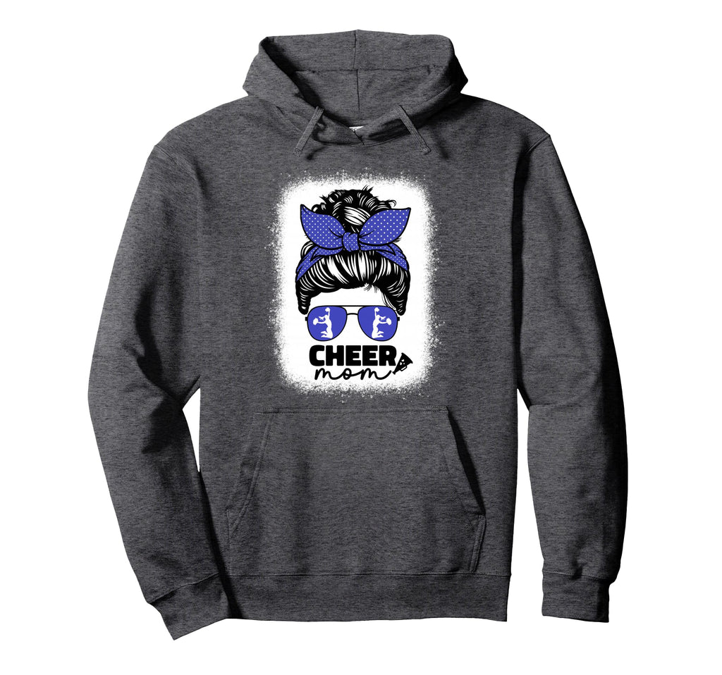 Cheer Mom Cheerleader Mom Blue Messy Bun Hoodie - Streetwear Style Unisex - T-Shirt, Sweatshirt, Hoodie