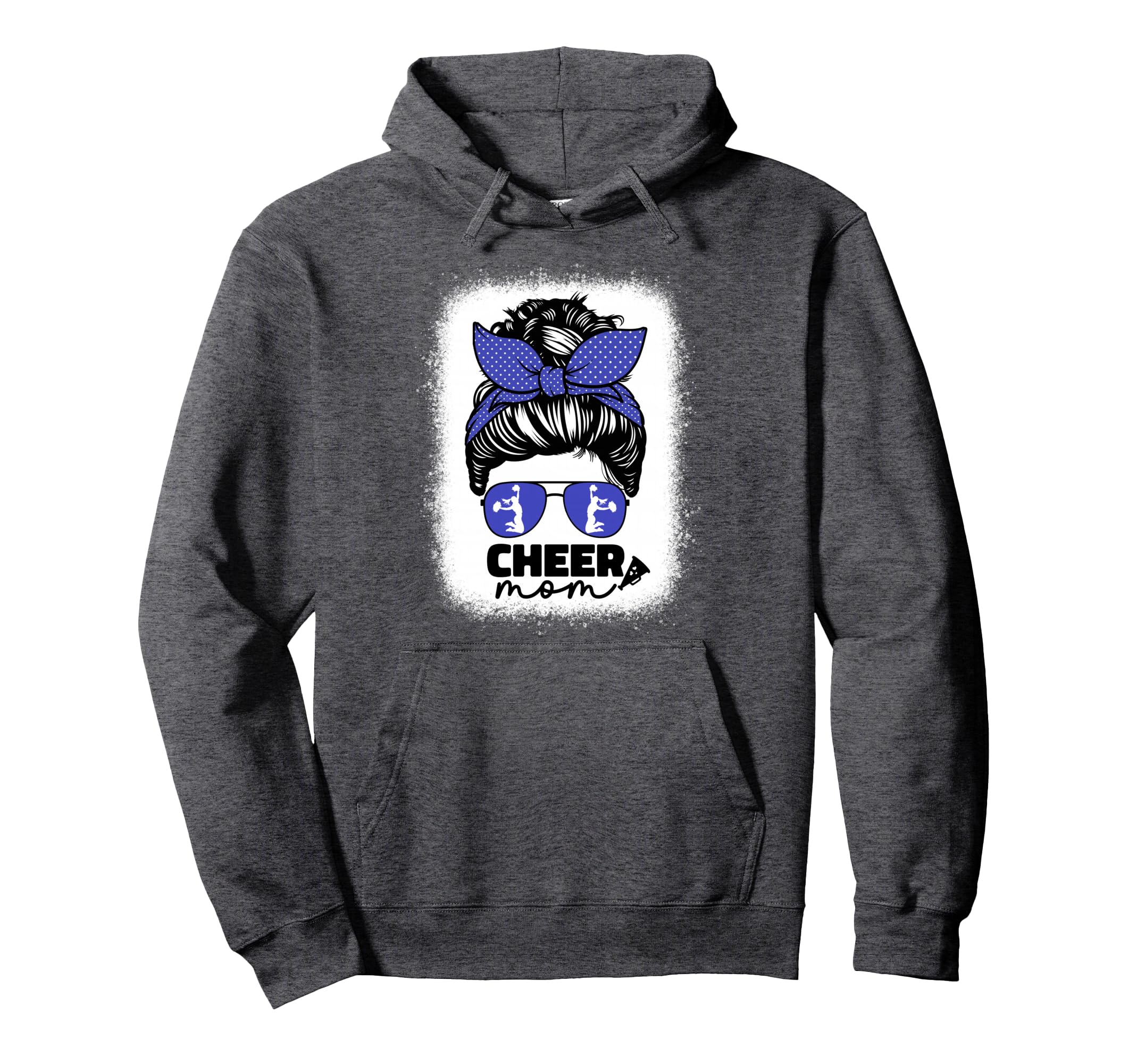 Cheer Mom Cheerleader Mom Blue Messy Bun Hoodie - Streetwear Style Unisex - T-Shirt, Sweatshirt, Hoodie