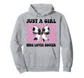 Just Who Loves Soccer Coquette Bow Hoodie - Novelty Apparel for Adults - T-Shirt, Sweatshirt, Hoodie