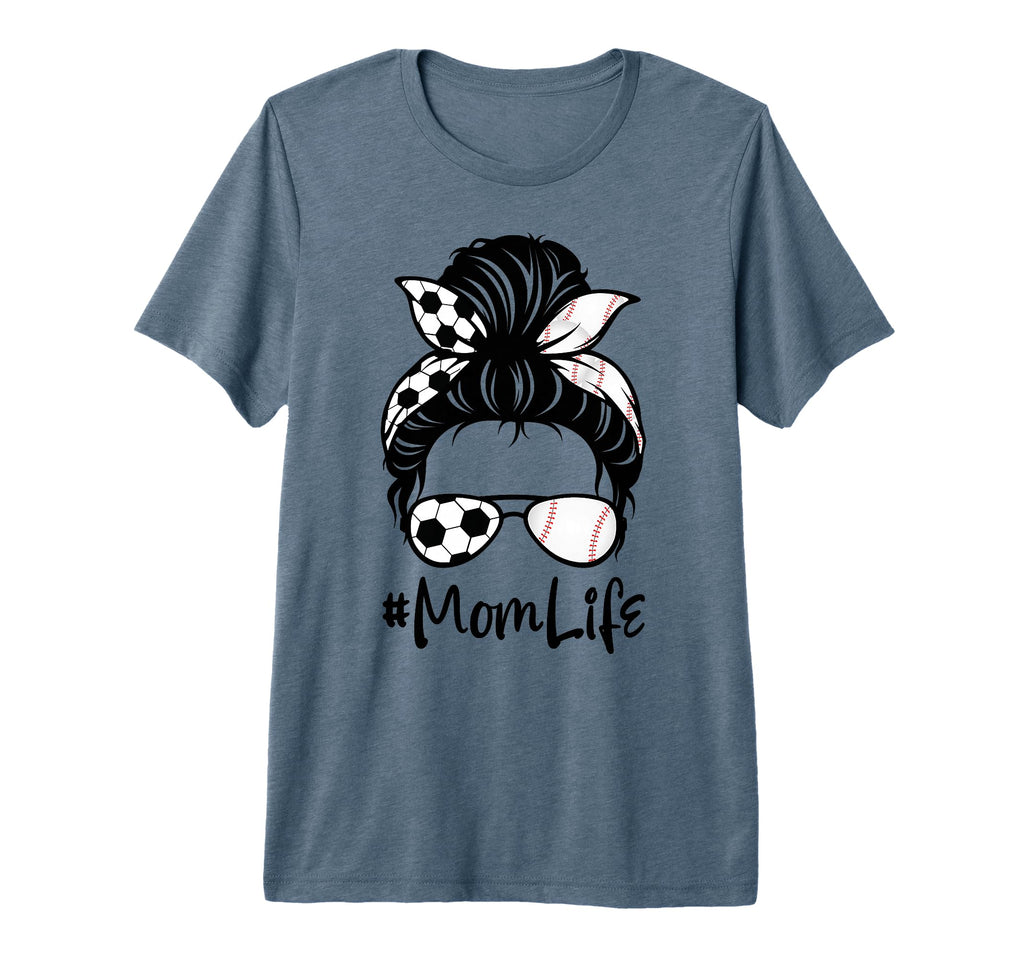 Womens Mom Life Soccer Messy Bun T-Shirt - Custom Art Print Unisex - T-Shirt, Sweatshirt, Hoodie