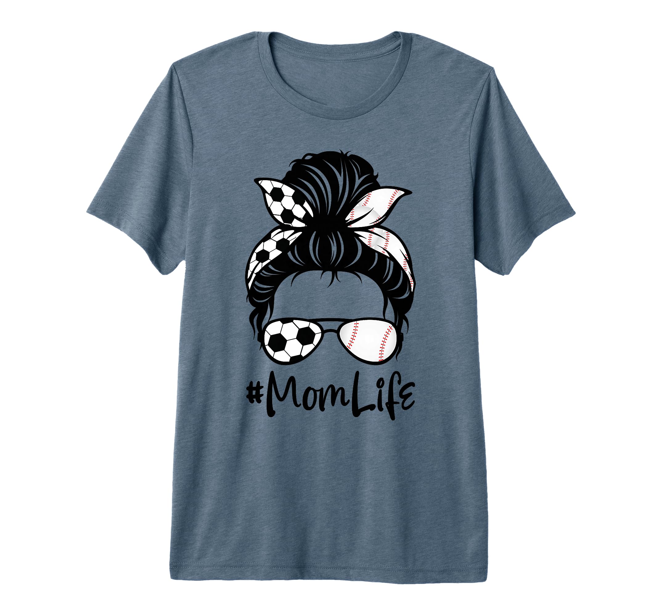 Womens Mom Life Soccer Messy Bun T-Shirt - Custom Art Print Unisex - T-Shirt, Sweatshirt, Hoodie