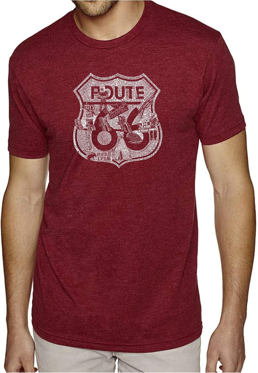 Men's Premium Blend Word Art Stops Along Route 66 - Adult & Kids T-Shirts, Sweatshirts & Hoodies apparel design preview 1