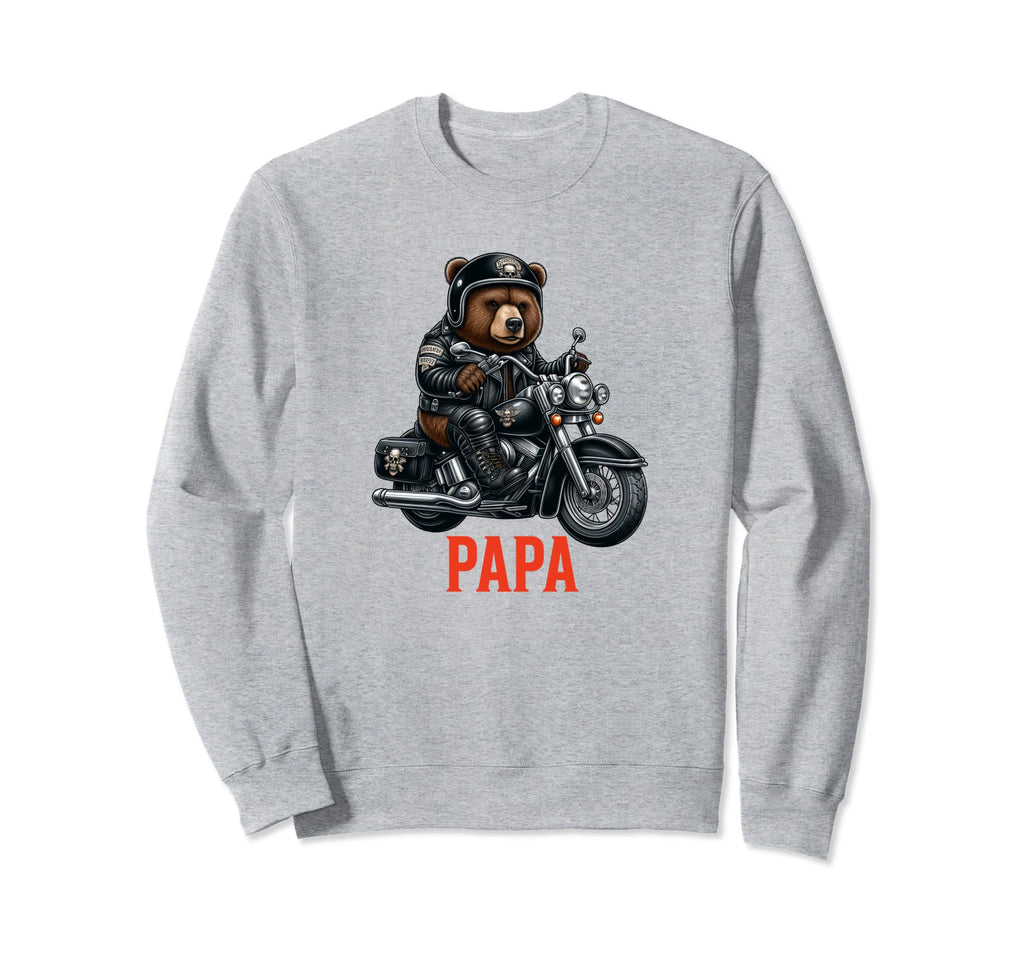Papa Biker Bear Motorcycle Dad Sweatshirt - Novelty Apparel Men Women - T-Shirt, Sweatshirt, Hoodie