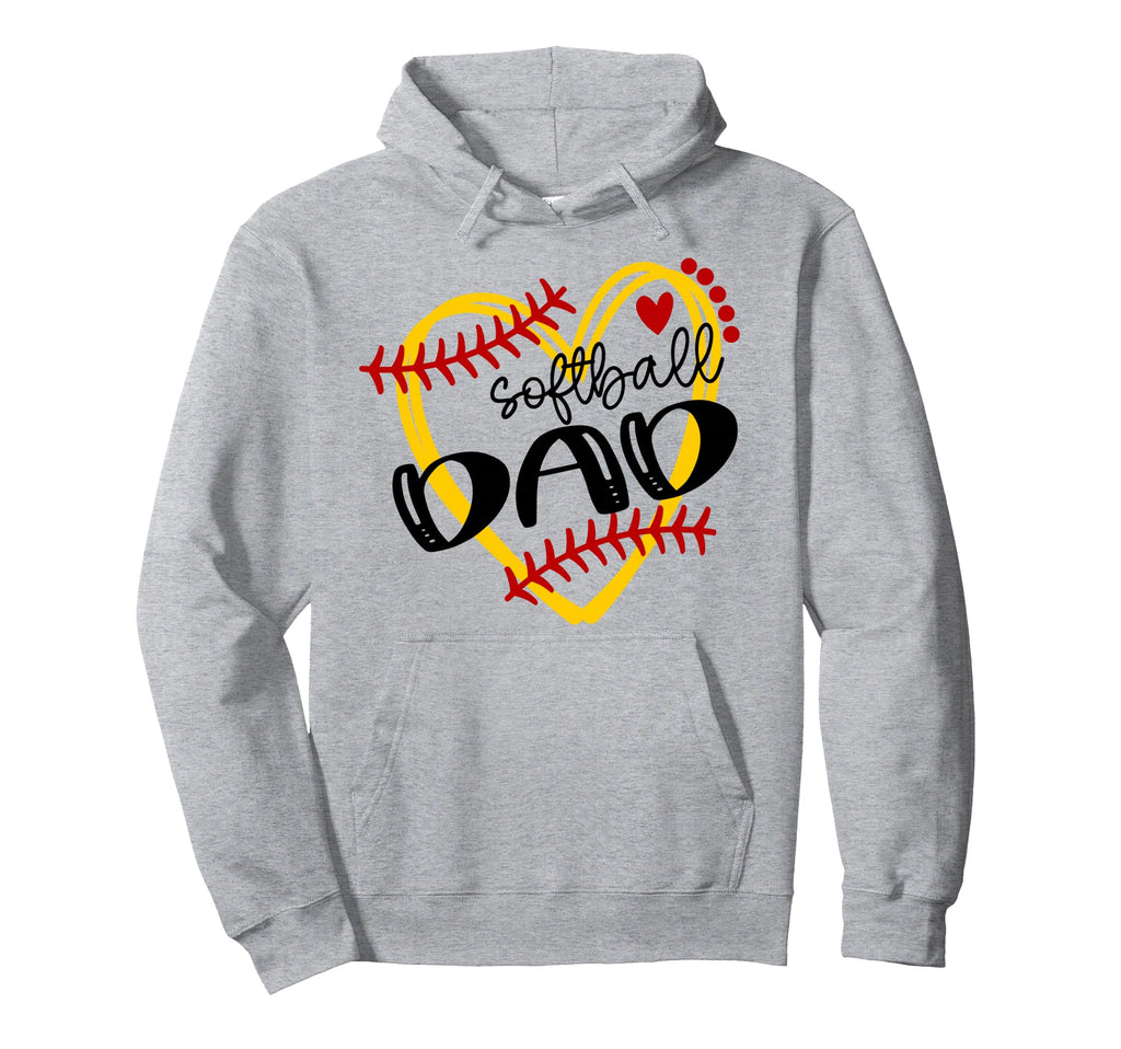 Personalized Softball Heart Dad Softball Hoodie - Graphic Print Men Women - T-Shirt, Sweatshirt, Hoodie