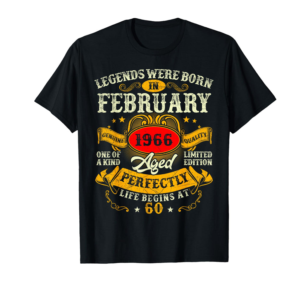60Th Birthday Legends Were Born February T-Shirt - Minimalist Print Unisex - T-Shirt, Sweatshirt, Hoodie