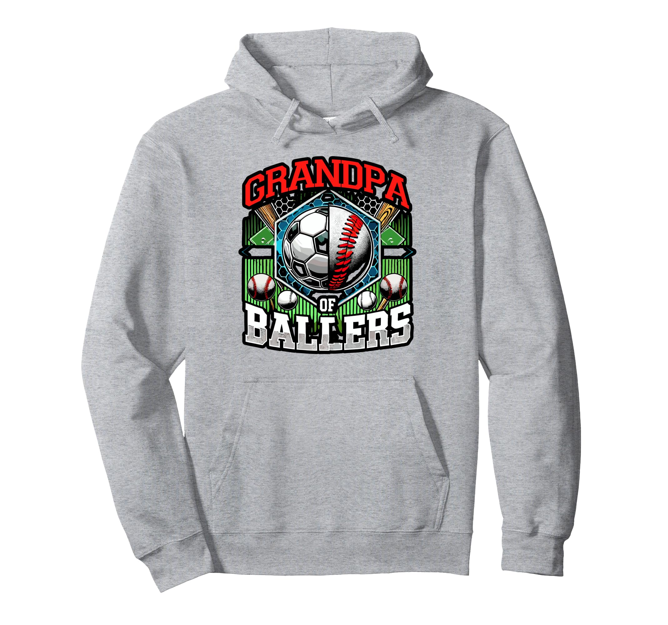 Grandpa Ballers Soccer Baseball Player Hoodie - Custom Art Print Men Women - T-Shirt, Sweatshirt, Hoodie