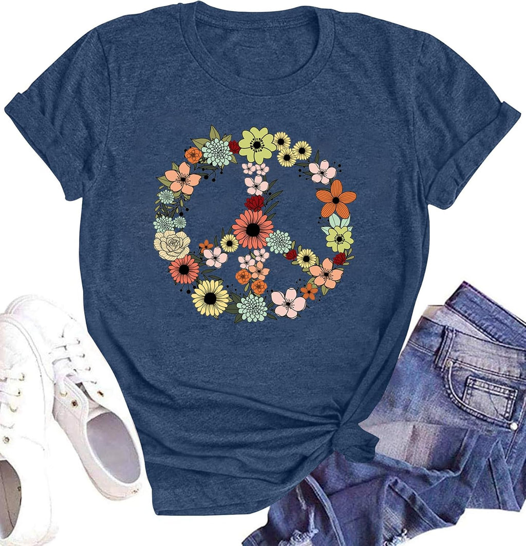 Peace Sign for Women 60s 70s Flower Hippie - Adult & Kids T-Shirts, Sweatshirts & Hoodies apparel design preview 1