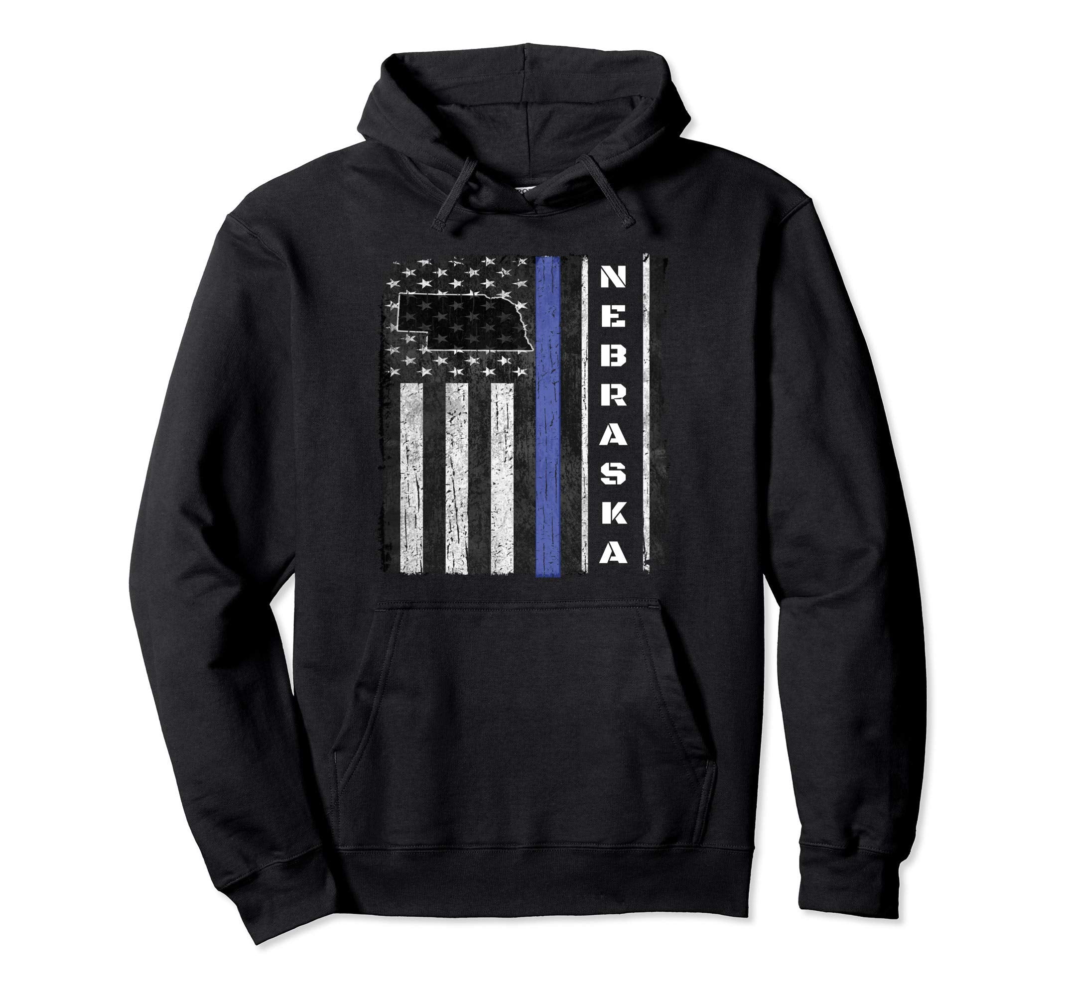 Nebraska Thin Blue Line Police Week Flag Hoodie - Unique Graphic Unisex - T-Shirt, Sweatshirt, Hoodie