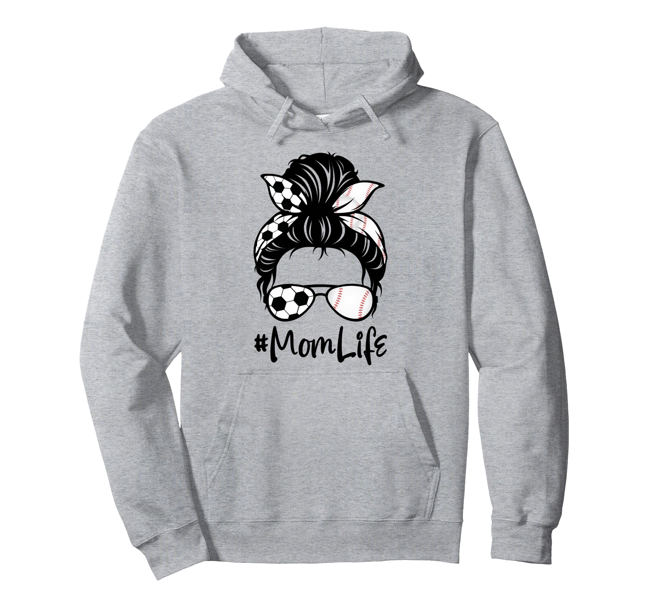 Womens Mom Life Soccer Messy Bun Hoodie - Streetwear Style for Adults - T-Shirt, Sweatshirt, Hoodie