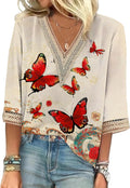 Vintage Lace 3/4 Sleeve Boho Ladies Tops and Blouses - Adult & Kids T-Shirts, Sweatshirts & Hoodies apparel design preview 1