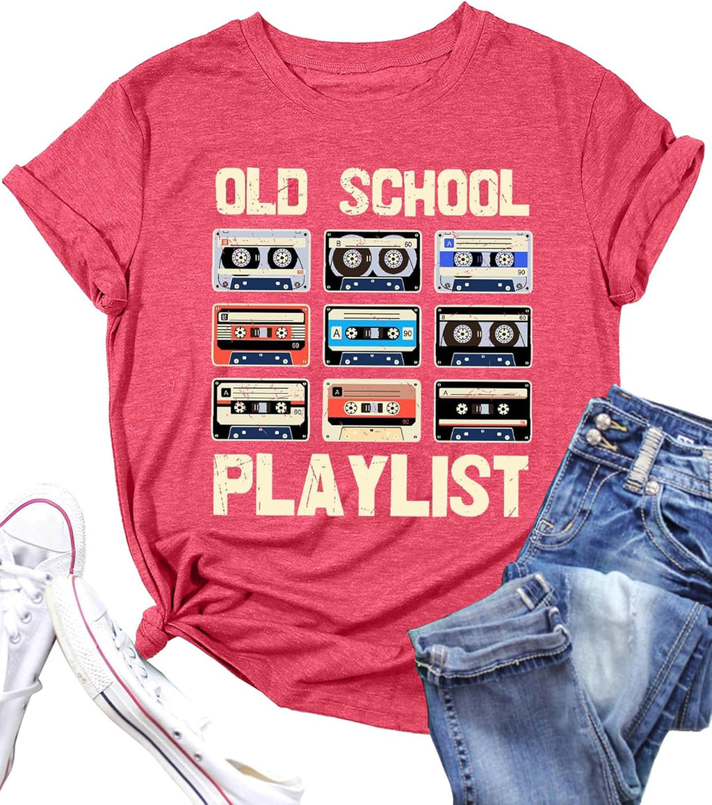 80s for Women 90s Old School Playlist Cassette Tape - Adult & Kids T-Shirts, Sweatshirts & Hoodies apparel design preview 1